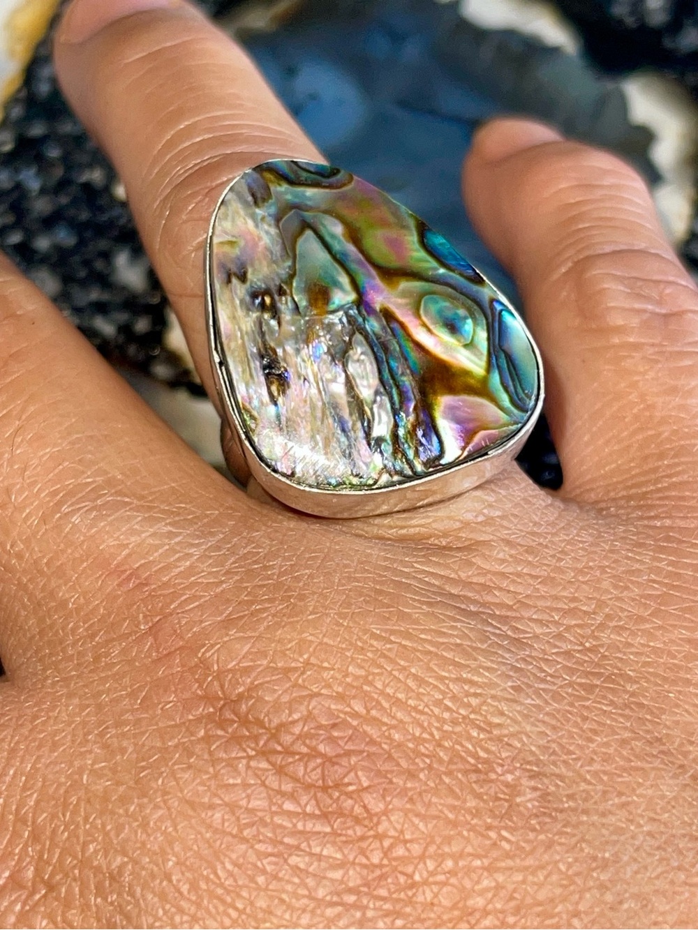 Lightweight Abalone Shell Ring Size 8 1/4